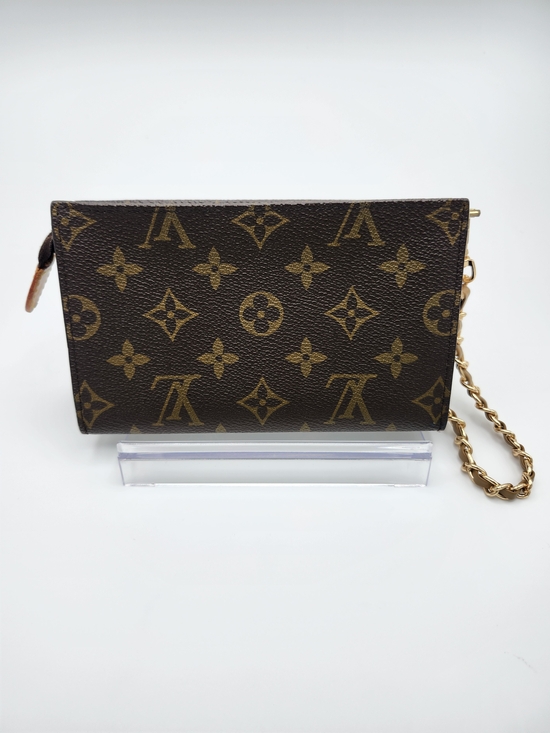 Louis Vuitton Handbags - Authentic Preloved Louis Vuitton Brown Monogram Poche Toilette Chain Wristlet